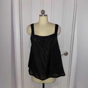 CP Shades Black Linen cropped Cami/Tank Top